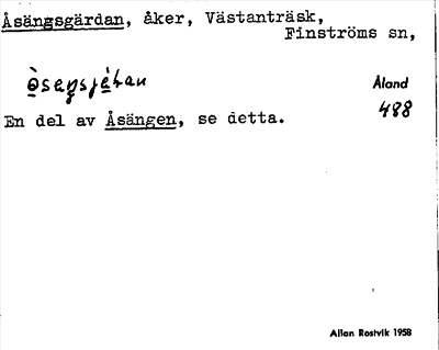 Bild på arkivkortet för arkivposten Åsängsgärdan