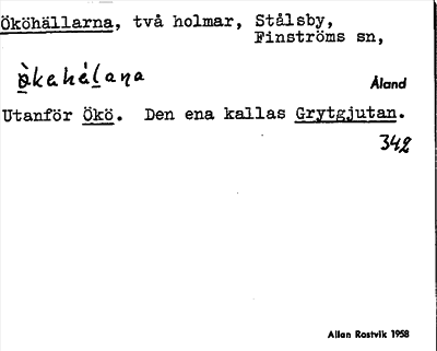 Bild på arkivkortet för arkivposten Ököhällarna