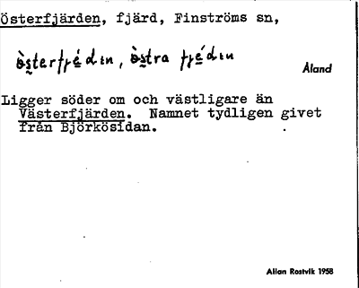 Bild på arkivkortet för arkivposten Österfjärden