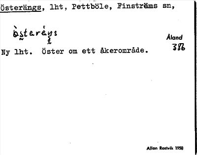 Bild på arkivkortet för arkivposten Österängs