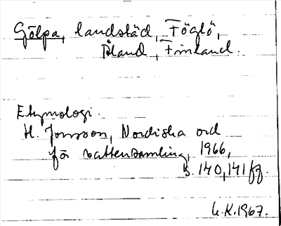 Bild på arkivkortet för arkivposten Gölpa
