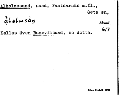 Bild på arkivkortet för arkivposten Alholmssund
