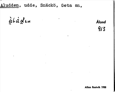 Bild på arkivkortet för arkivposten Aludden
