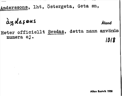 Bild på arkivkortet för arkivposten Anderssons