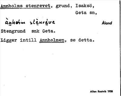 Bild på arkivkortet för arkivposten Annholms stenrevet