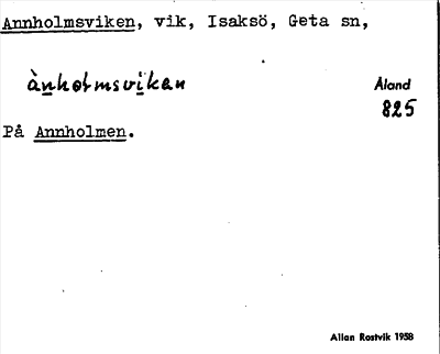 Bild på arkivkortet för arkivposten Annholmsviken