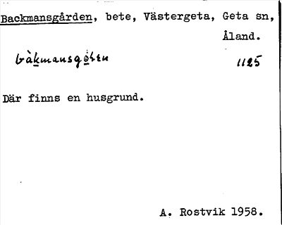 Bild på arkivkortet för arkivposten Backmansgården