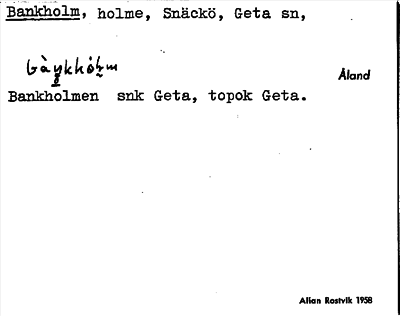 Bild på arkivkortet för arkivposten Bankholm
