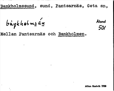 Bild på arkivkortet för arkivposten Bankholmssund