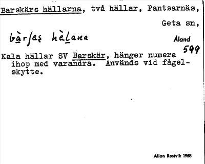 Bild på arkivkortet för arkivposten Barskärs hällarna