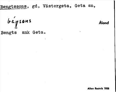 Bild på arkivkortet för arkivposten Bengtssons