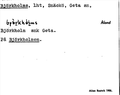 Bild på arkivkortet för arkivposten Björkholms