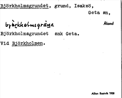 Bild på arkivkortet för arkivposten Björkholmsgrundet