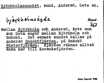 Bild på arkivkortet för arkivposten Björkholmssundet