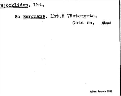 Bild på arkivkortet för arkivposten Björkliden, se Bergmans
