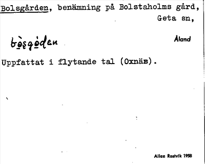Bild på arkivkortet för arkivposten Bolsgården