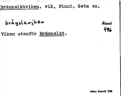 Bild på arkivkortet för arkivposten Brännslätviken