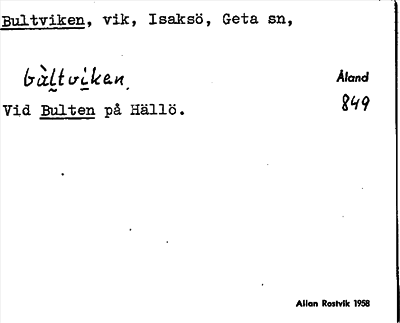 Bild på arkivkortet för arkivposten Bultviken