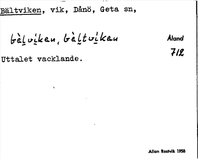 Bild på arkivkortet för arkivposten Bältviken
