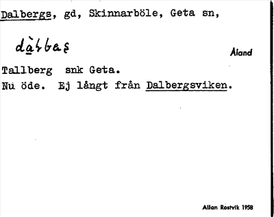 Bild på arkivkortet för arkivposten Dalbergs