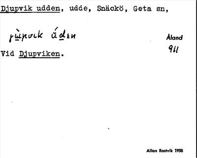 Bild på arkivkortet för arkivposten Djupvik udden