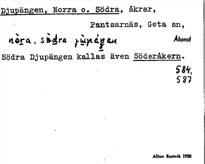 Bild på arkivkortet för arkivposten Djupängen, Norra o. Södra