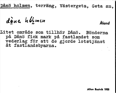 Bild på arkivkortet för arkivposten Dånö holmen
