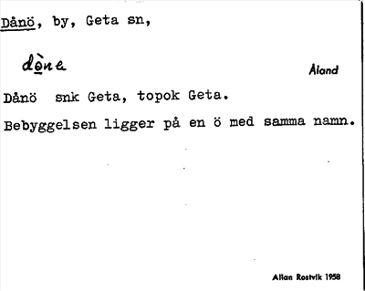 Bild på arkivkortet för arkivposten Dånö