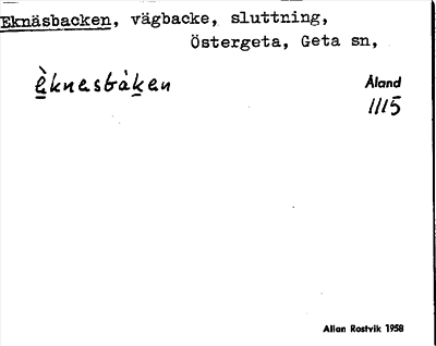 Bild på arkivkortet för arkivposten Eknäsbacken