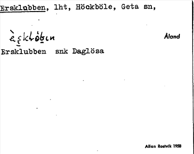 Bild på arkivkortet för arkivposten Ersklubben