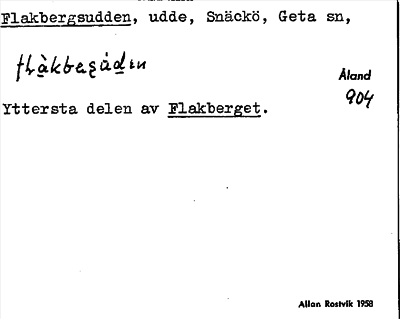 Bild på arkivkortet för arkivposten Flakbergsudden
