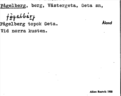 Bild på arkivkortet för arkivposten Fågelberg