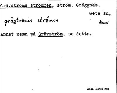 Bild på arkivkortet för arkivposten Grävströms strömmen