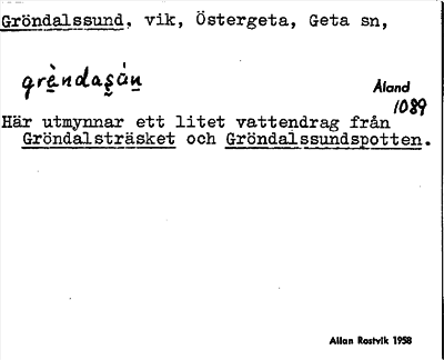 Bild på arkivkortet för arkivposten Gröndalssund