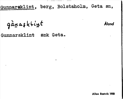 Bild på arkivkortet för arkivposten Gunnarsklint