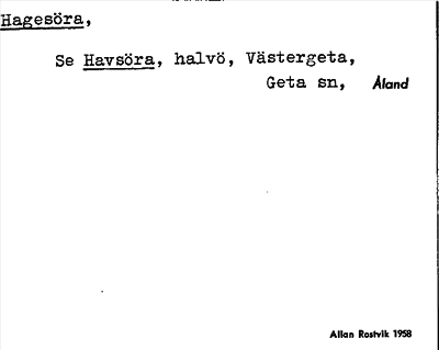 Bild på arkivkortet för arkivposten Hagesöra, se Havsöra