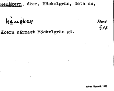 Bild på arkivkortet för arkivposten Hemåkern