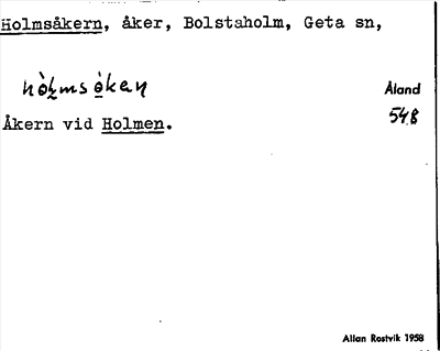 Bild på arkivkortet för arkivposten Holmsåkern