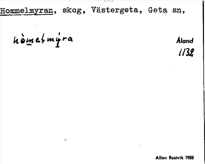 Bild på arkivkortet för arkivposten Hommelmyran