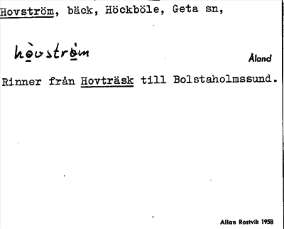 Bild på arkivkortet för arkivposten Hovström