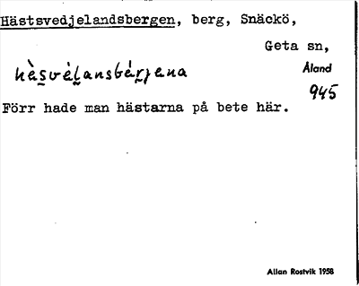 Bild på arkivkortet för arkivposten Hästsvedjelandsbergen