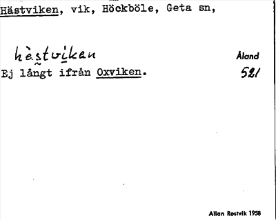 Bild på arkivkortet för arkivposten Hästviken