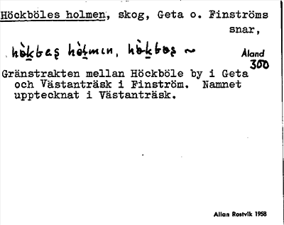 Bild på arkivkortet för arkivposten Höckböles holmen