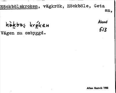 Bild på arkivkortet för arkivposten Höckbölskroken