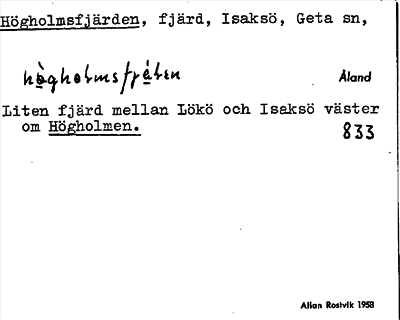 Bild på arkivkortet för arkivposten Högholmsfjärden
