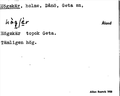 Bild på arkivkortet för arkivposten Högskär