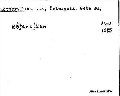 Bild på arkivkortet för arkivposten Hötterviken