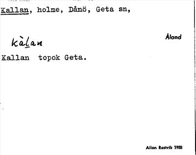 Bild på arkivkortet för arkivposten Kallan