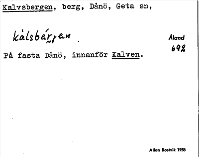 Bild på arkivkortet för arkivposten Kalvsbergen