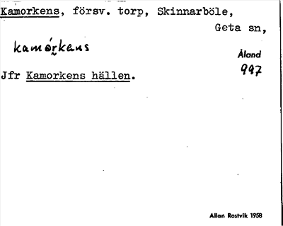 Bild på arkivkortet för arkivposten Kamorkens